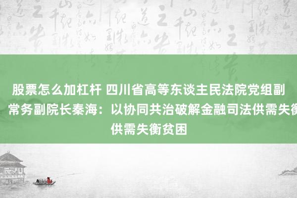 股票怎么加杠杆 四川省高等东谈主民法院党组副文告、常务副院长秦海：以协同共治破解金融司法供需失衡贫困