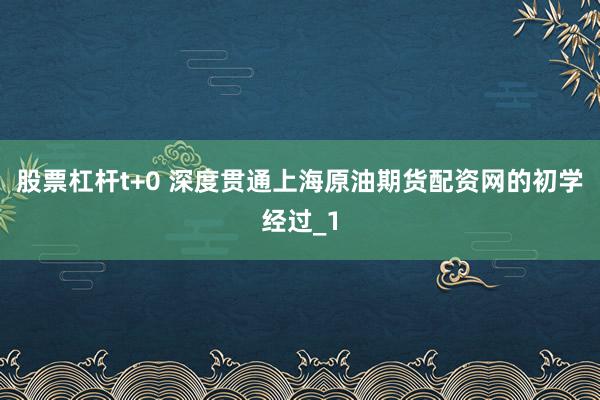 股票杠杆t+0 深度贯通上海原油期货配资网的初学经过_1